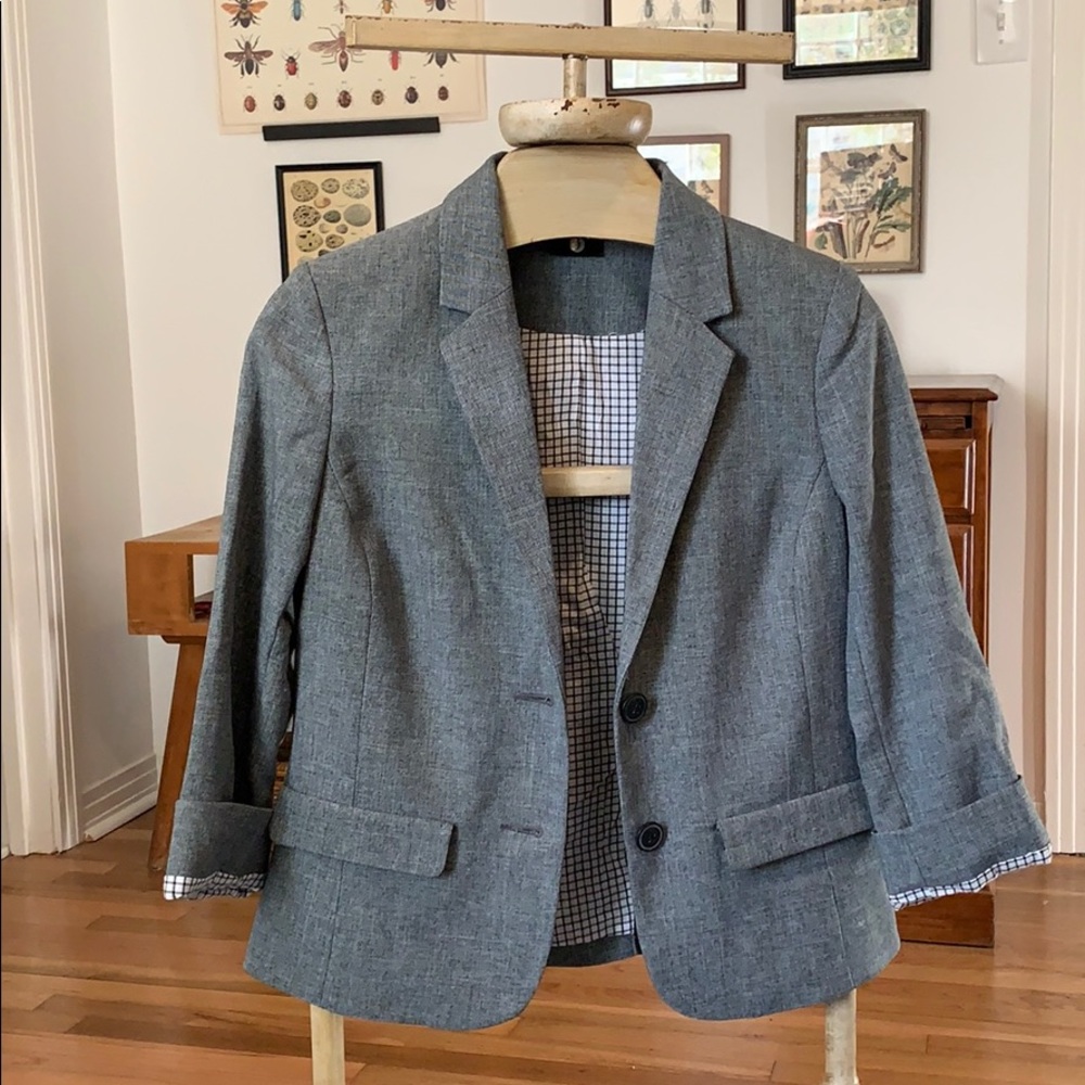 Gray Blazer with Peekaboo Print